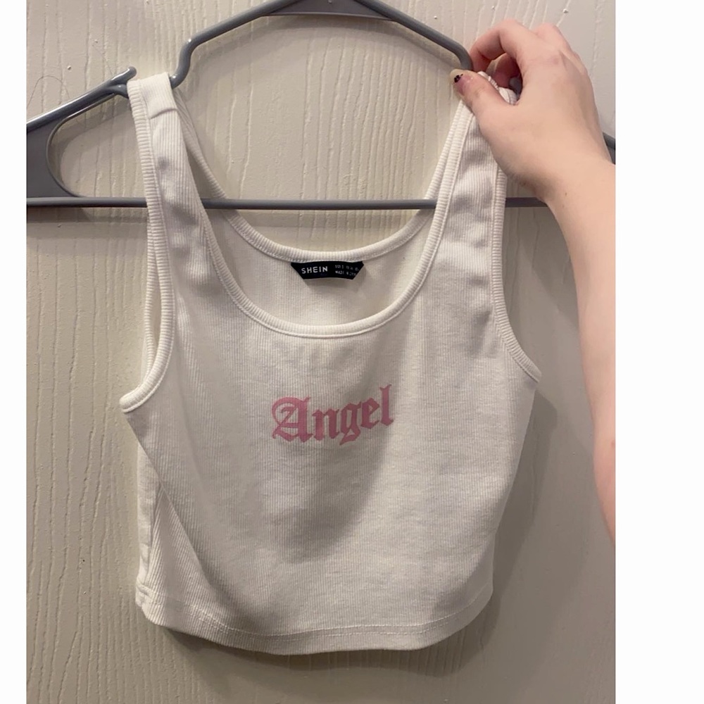 Pink Angel Cropped Tank Top From Shein